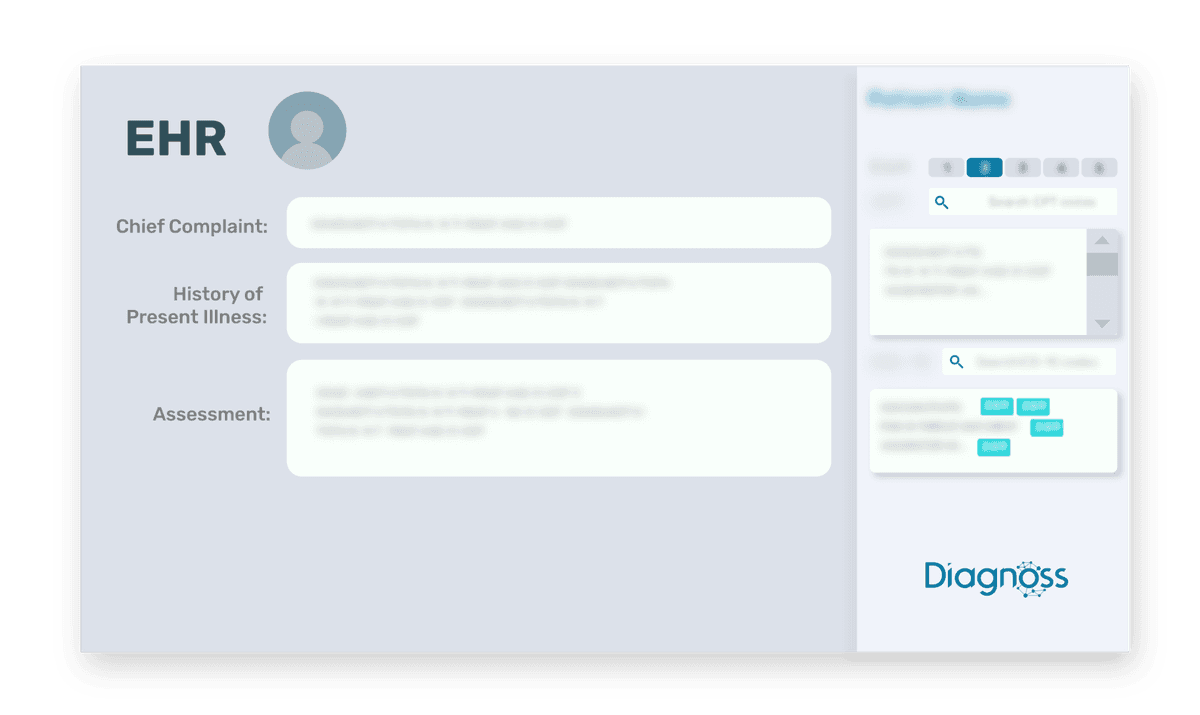 Diagnoss AI sidebar integrated with an EHR system